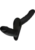 Dvojitý vibračný silikónový strapon na penis 14 cm — obrázok 7