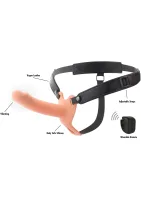 Vibračný silikónový strapon na penis s dutým penisom 16 cm — obrázok 10