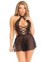 Čipkovaná babydoll so sukňou a šnúrkou — obrázok 4