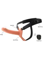 Vibračný silikónový strapon na penis s dutým penisom 18 cm — obrázok 9