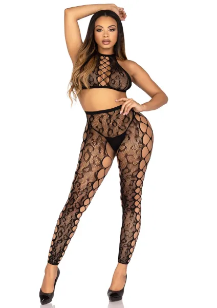 Crop Top & Crotchless Tights