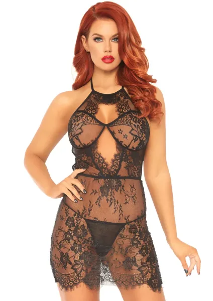 Dress with Scalloped Lace and String